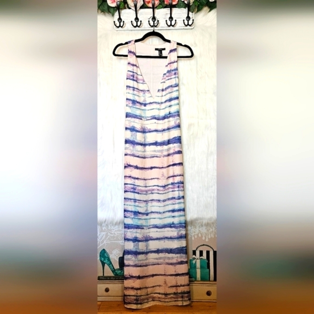 Forever 21 Spring Watercolor Striped Maxi Dress
